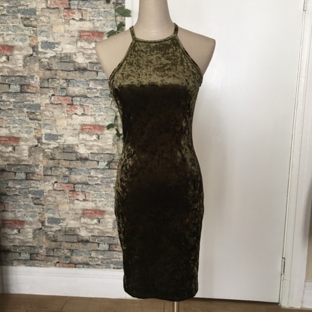 Bear Dance Women’s Olive Green Mini Dress Sz S - Picture 2 of 7